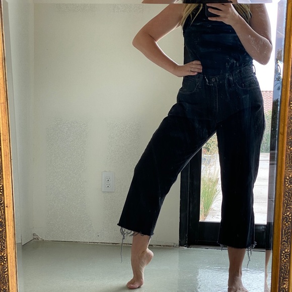 RALPH LAUREN black cropped fray hem jeans size 10 - Picture 2 of 16